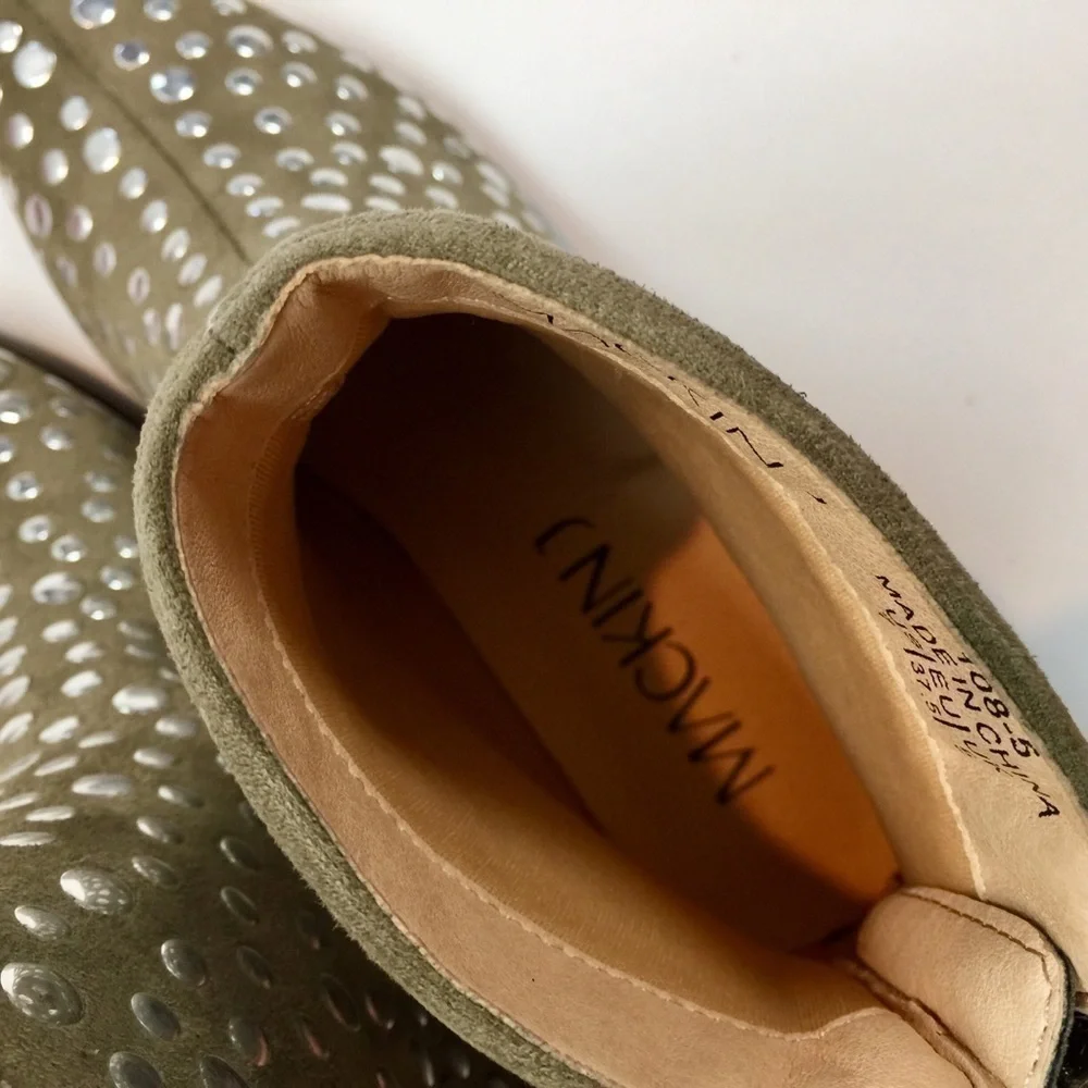 Mackin J Khaki Silver Studded Booties Size 7
